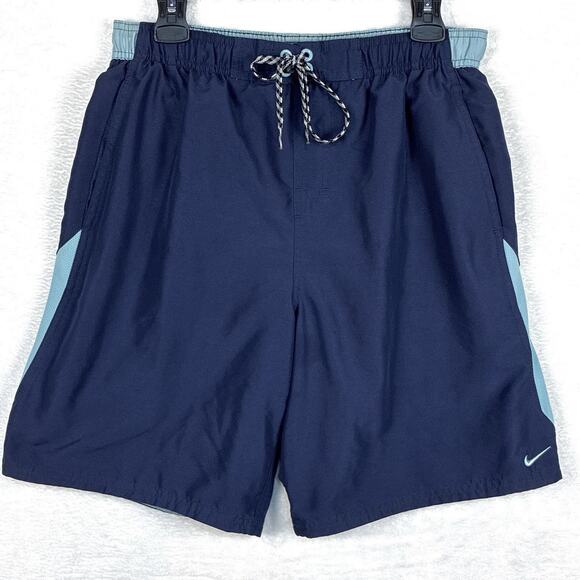 VTG Nike Mens M Blue Teal Mesh Lined Running Hiking Swim Trunks Surf Shorts Y2K - Picture 4 of 12